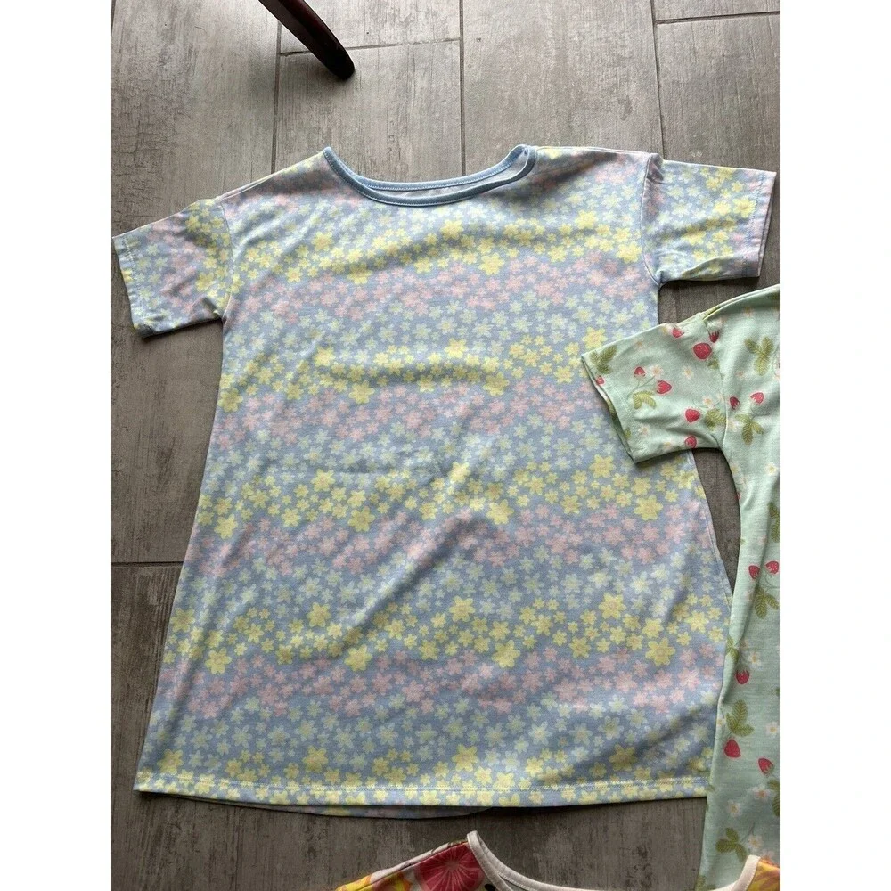 Girl Set Lot of 3 Cat & Jack Nightgown Pjs Pajamas Sleepshirt Flower Fruit S 6/7